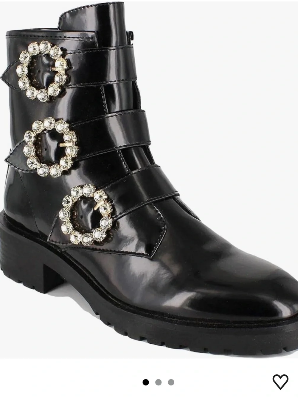 Nanette Lepore Iggy Black Patent Leather Buckle-Embellished Ankle Boots NEW 7